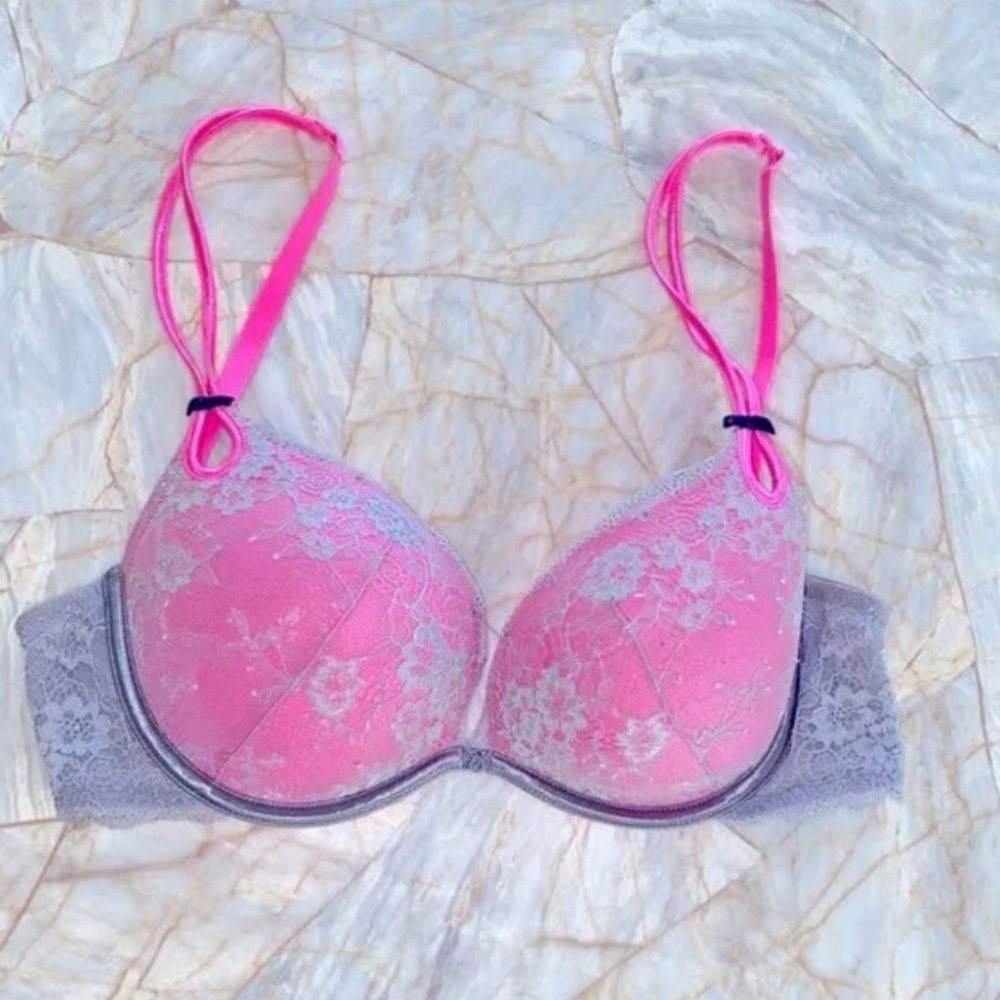 VS Very Sexy Little Things Grey/Pink‎ 34DD Bra